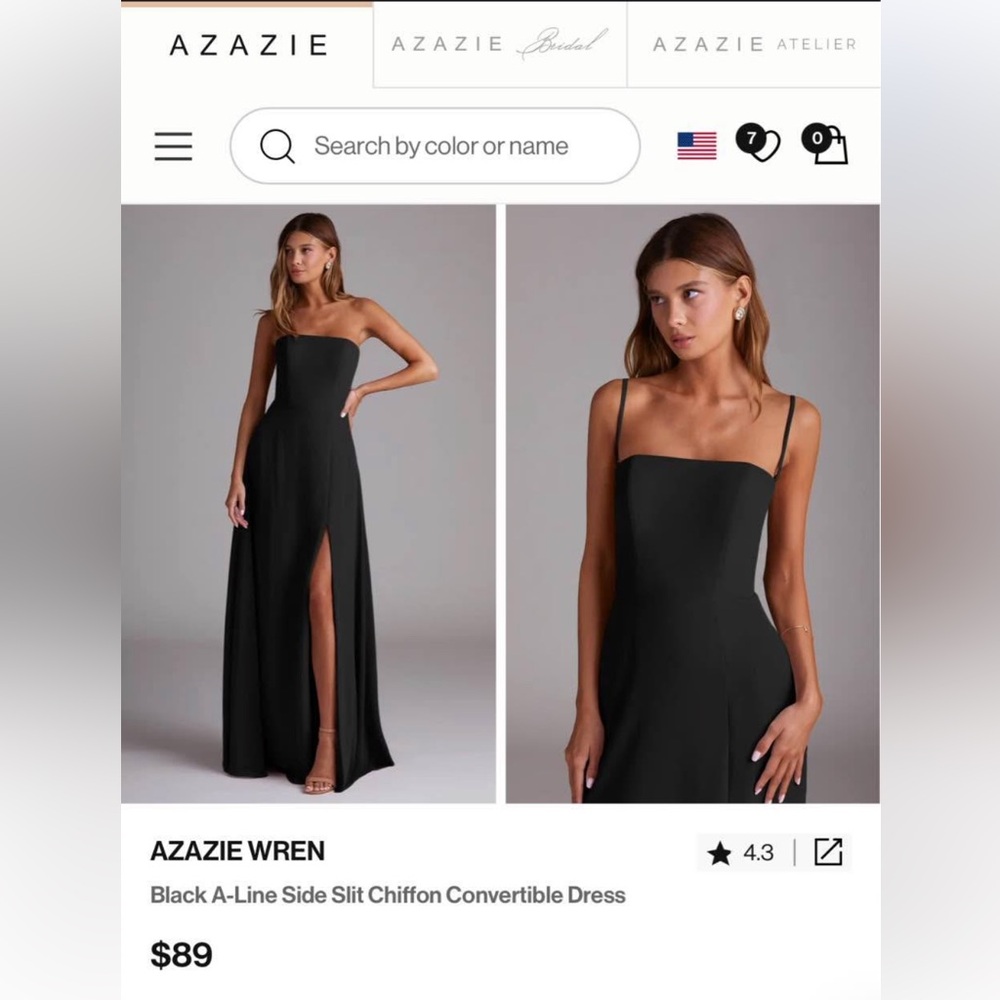Azazie Wren Black Chiffon Dress